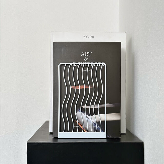 bookend-03018 wave line アイアン ブックスタンド 2個セット | AR
