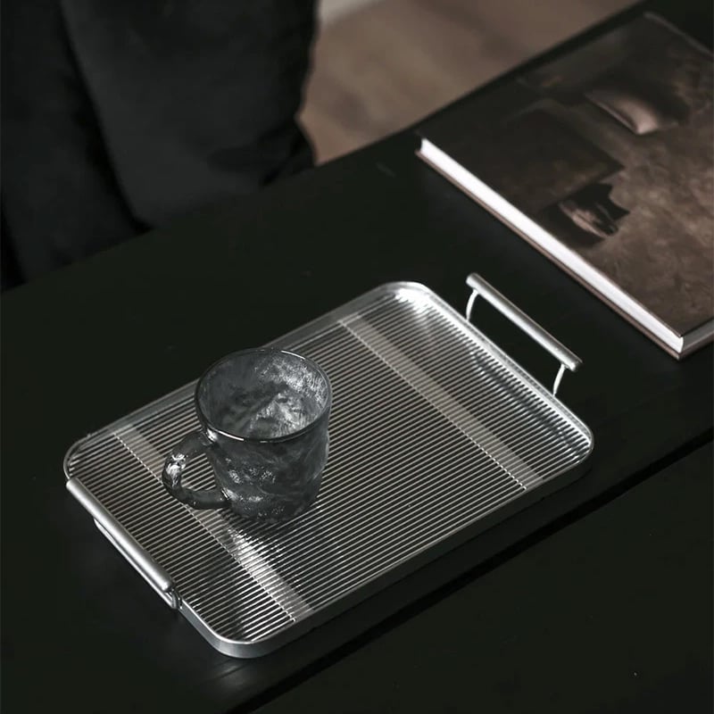 tray-03137 シルバーフレームハンドル クリアトレイ | ART OF BLACK