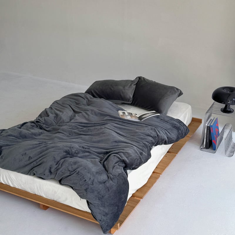 beddingsets-03076 charcoal×offwhite あたたか ファイバー厚