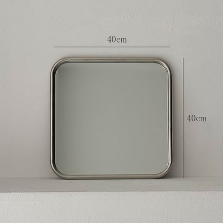 mirror-03160　スクエア ステンレスフレーム 壁掛けミラー 40cm