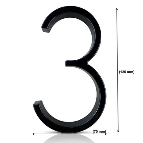 sign-03004　12,5cm ブラック スタッド付き 浮かし仕様 ハウスナンバー 数字