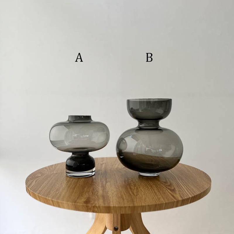 flowervase-03052 ガラス フラワーベース 花瓶 グレー | ART OF BLACK