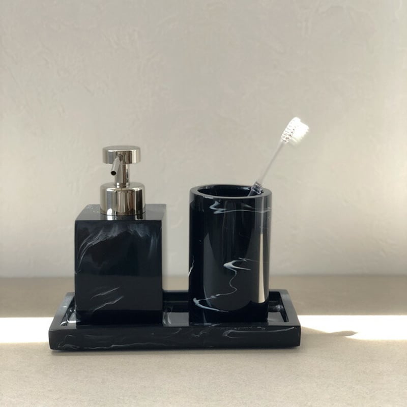 toiletries-03003 大理石柄 泡タイプ 詰め替えボトル 歯ブラシスタンド