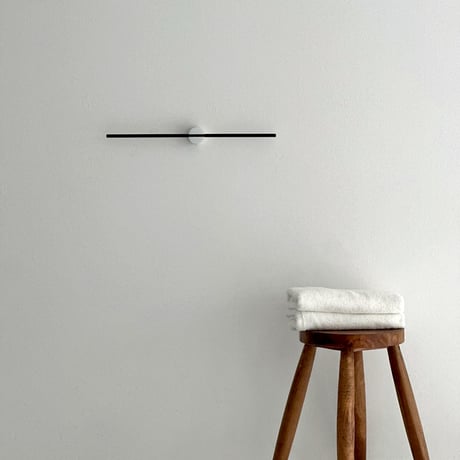 wall-03089　ブラックバー×ホワイト支柱 スライド ライン タオルハンガー 40cm / 50cm