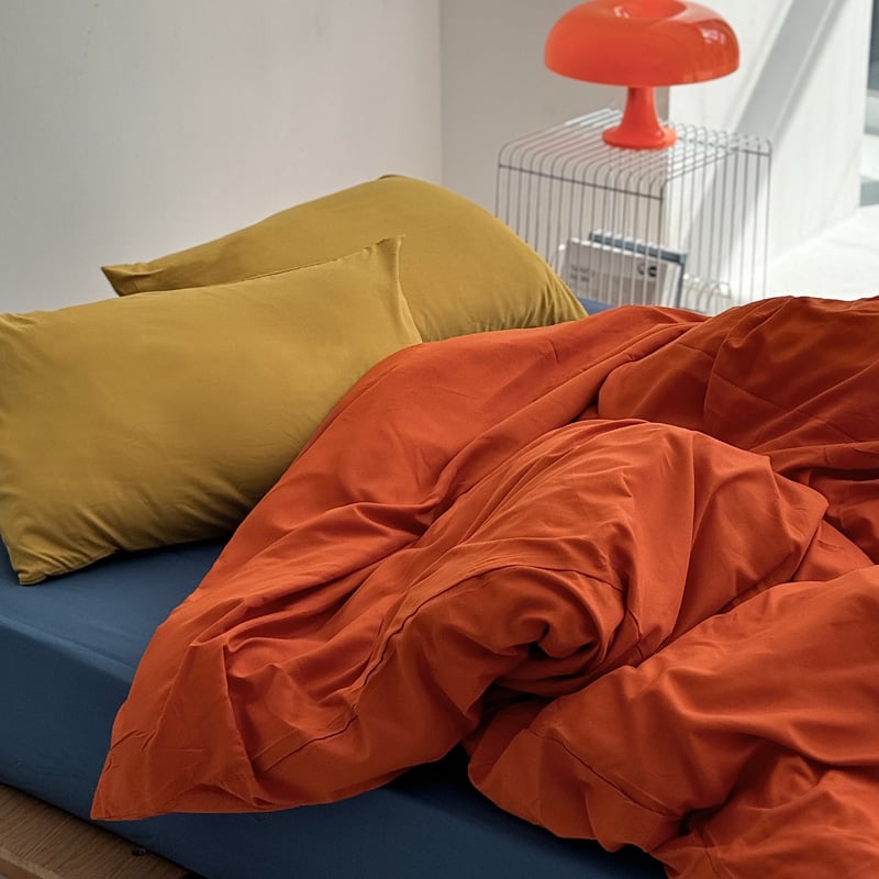 beddingsets-03051 orange×blue×yellow 無地 布団カバーセッ