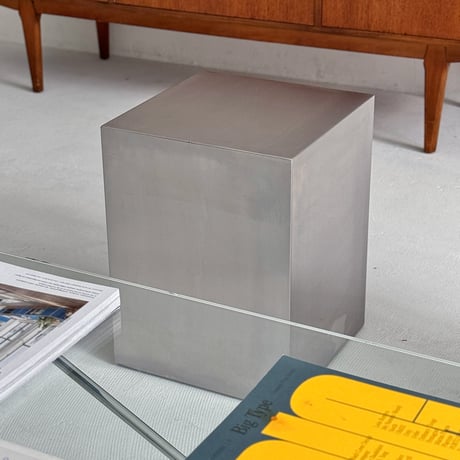 table-03166　ステンレス スクエア サイドテーブル スツール H40 W30