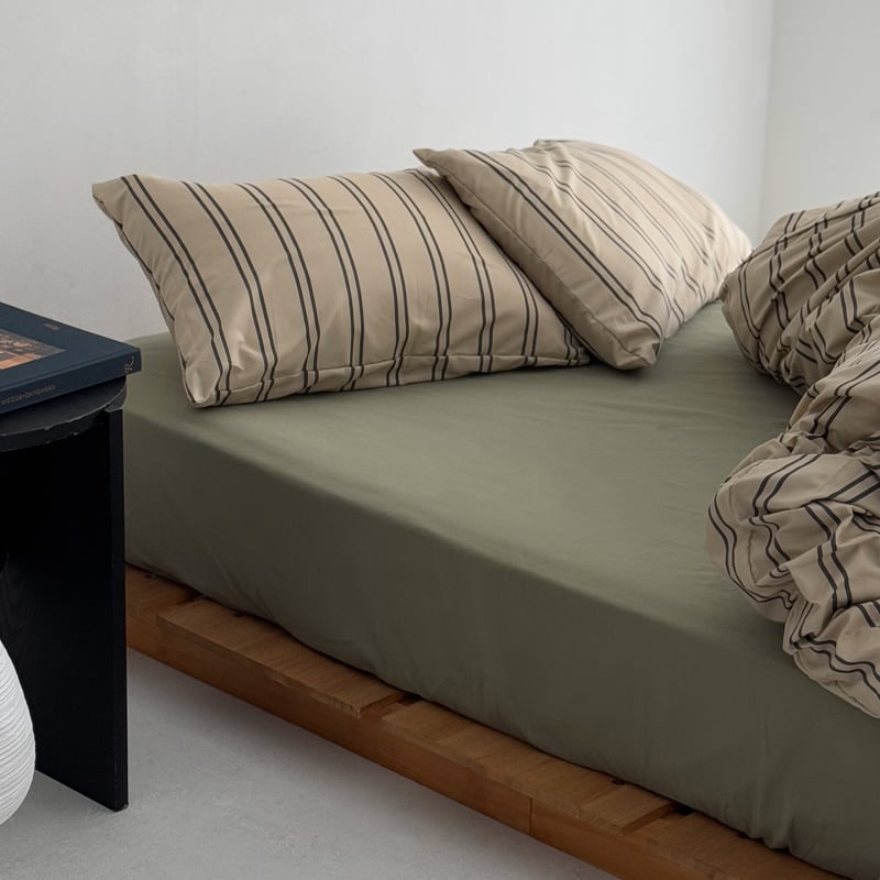 beddingsets-03087 beige×charcoal ダブルストライプ 布団カバー beddingsets-03087 beige×charcoal ダブルストライプ 布団カバー