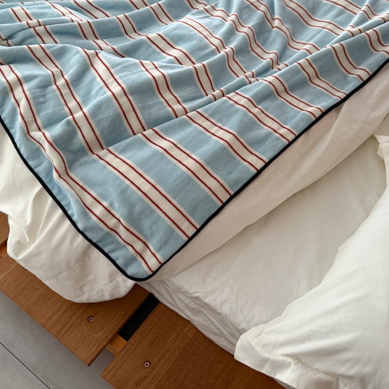 blanket-03057 blue×red×white ストライプ ブランケット 130×1