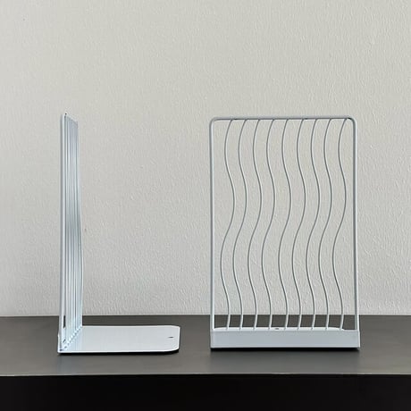 bookend-03018　wave line アイアン ブックスタンド 2個セット