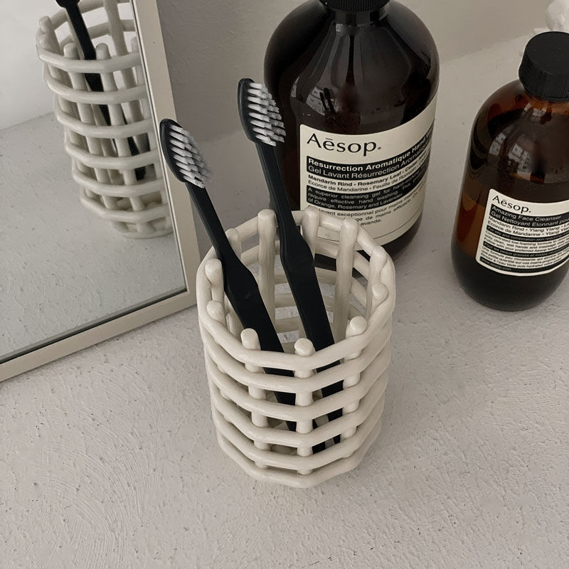 パパっと oralcare-03004 セラミック バスケットスタンド オフホワイト