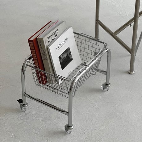 予約販売6月中旬～6月下旬頃発送予定　wagon-03002　スチール キャスターワゴン ハンドル付きバスケット
