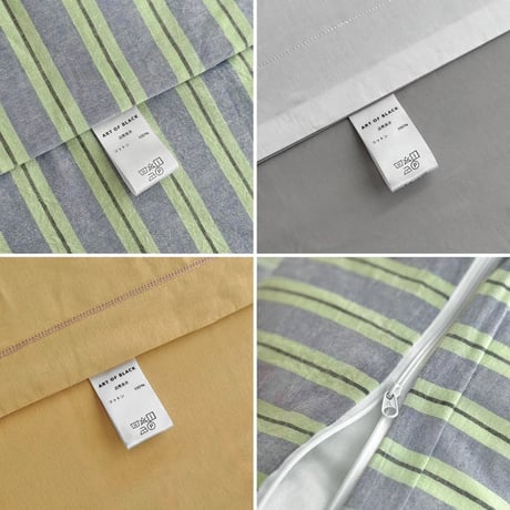 beddingsets-03117　Proverb Pillow ＆ blue×green ストライプ 洗いざらしコットン 布団カバーセット