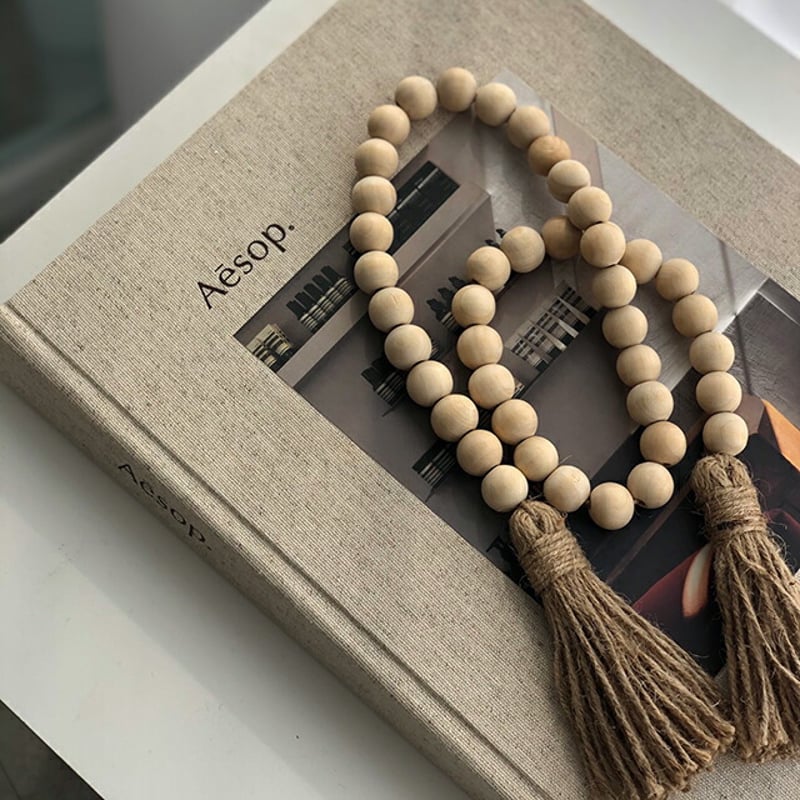 curtain-03003 タッセル付きウッドビーズ インテリアアクセサリー