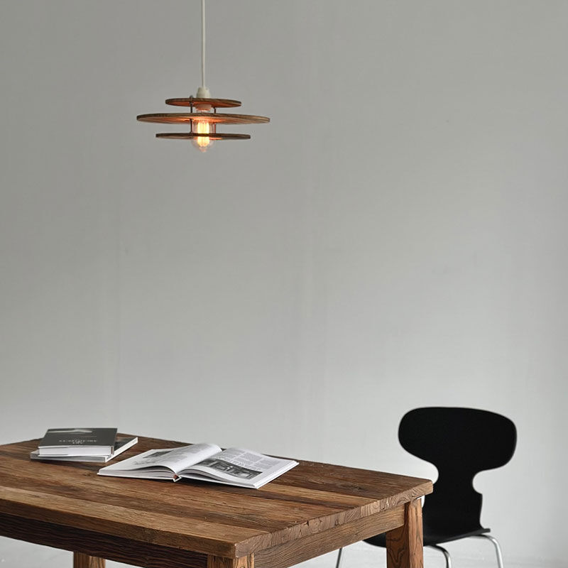 light-03226 brown ウッド フラットレイヤーシェード Medium ペンダント