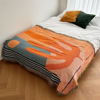 予約販売6月中旬～6月下旬頃発送予定　bedthrow-03008　orange art ベッドスロー 130×180