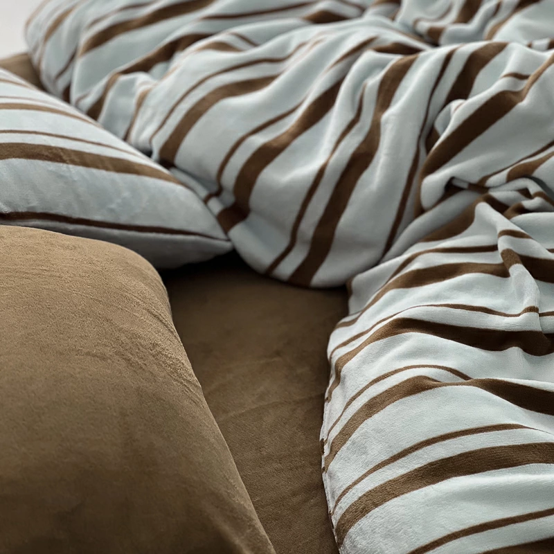 beddingsets-03061 mint×brown あたたか ファイバー厚手 起毛