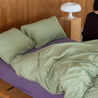 beddingsets-03138　green×purple ストライプ 布団カバーセット