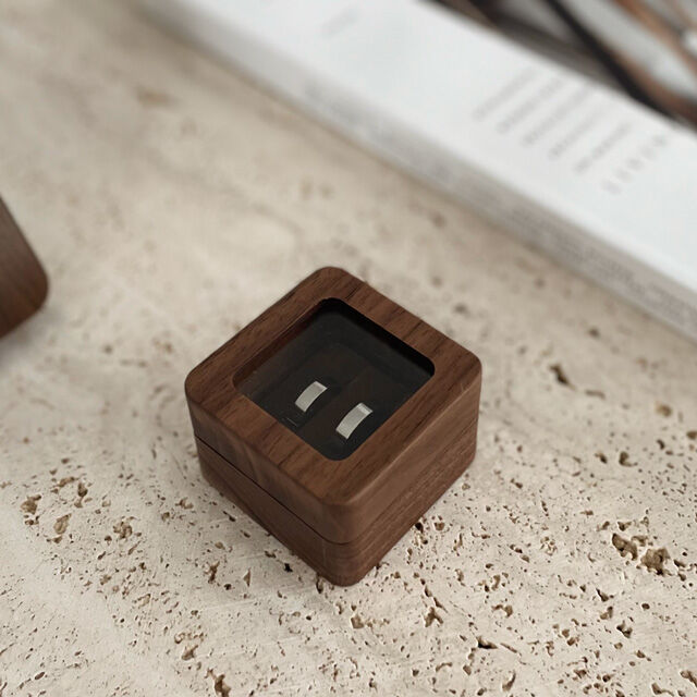 box-03003 Walnut 結婚指輪ケース 天然木 リングケース | ART OF BLACK