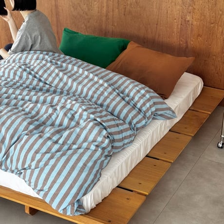 beddingsets-03108　stripe×green×brown 布団カバー 4点セット