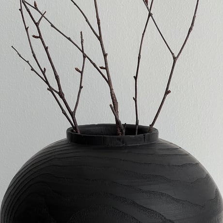 flowervase-03309　wood texture ブラック フラワーベース 花瓶