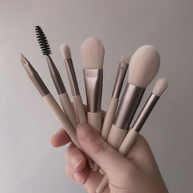 makeupbrush-03004 メイクブラシ 8本セット ベージュグリップ makeupbrush-03004 メイクブラシ 8本セット ベージュグリップ