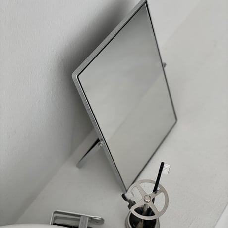 mirror-03108　ステンレスフレーム スクエア 卓上ミラー