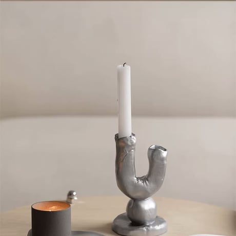 candle-03121　クレイ ツインキャンドルスタンド