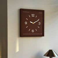clock-03113　Brown / Green カラーパネル スクエア ウォールクロック 掛け時計 静音