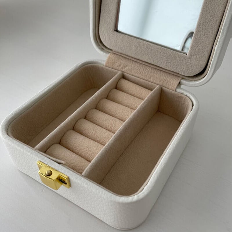 豊岡クラフト 森林楽 ミラー付き アクセサリー ケース 宝石箱 (極美品) ジュエリーボックス ビーズ 刺繍 ケース （ ジュエリーケース