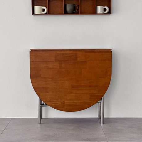 table-03213　受注販売　折り畳み オーバル天板 ホールレッグ ダイニングテーブル ブラウン