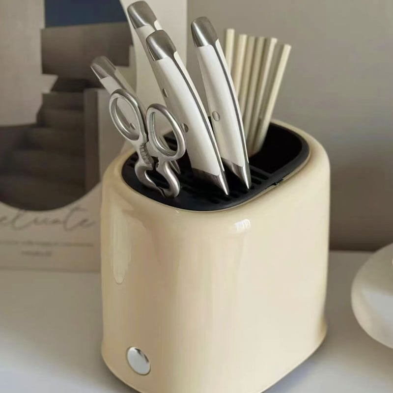 MR　SMEG ナイフブロック クリーム　包丁立て　ナイフスタンド Amazon | Smegクリームステンレススチールナイフブロックセット