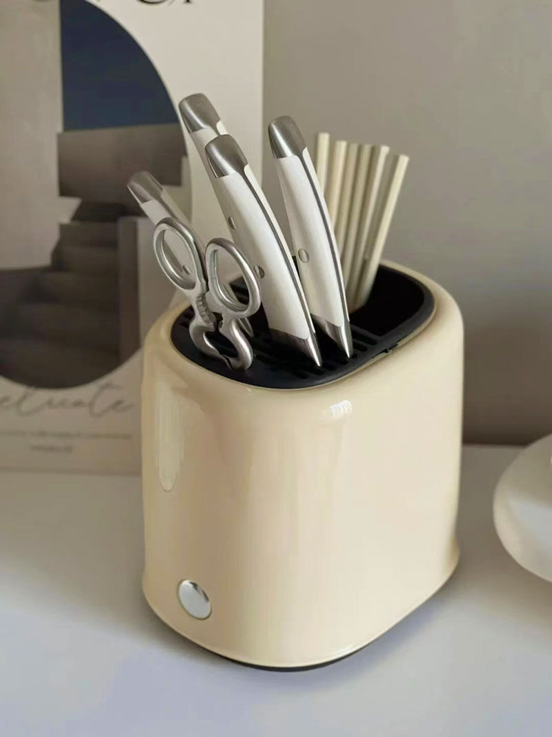 MR　SMEG ナイフブロック クリーム　包丁立て　ナイフスタンド kitchen-03038 バタークリームカラー キッチンナイフ＆ハサミ