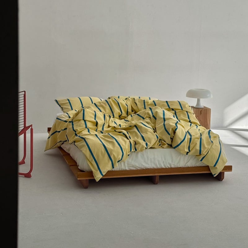 beddingsets-03081 yellow×blue ペンシルストライプ 布団カバーセッ