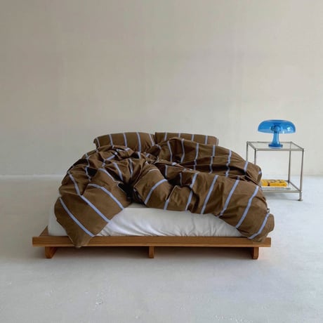 beddingsets-03082　brown×blue ペンシルストライプ 布団カバーセット