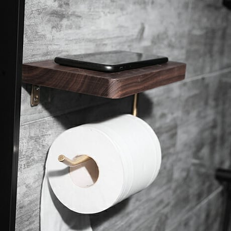 sanitary-03006　ウッド トイレットペーパーホルダー 20cm×12.2cm×高さ10.8cm