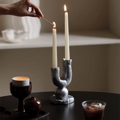 candle-03121　クレイ ツインキャンドルスタンド