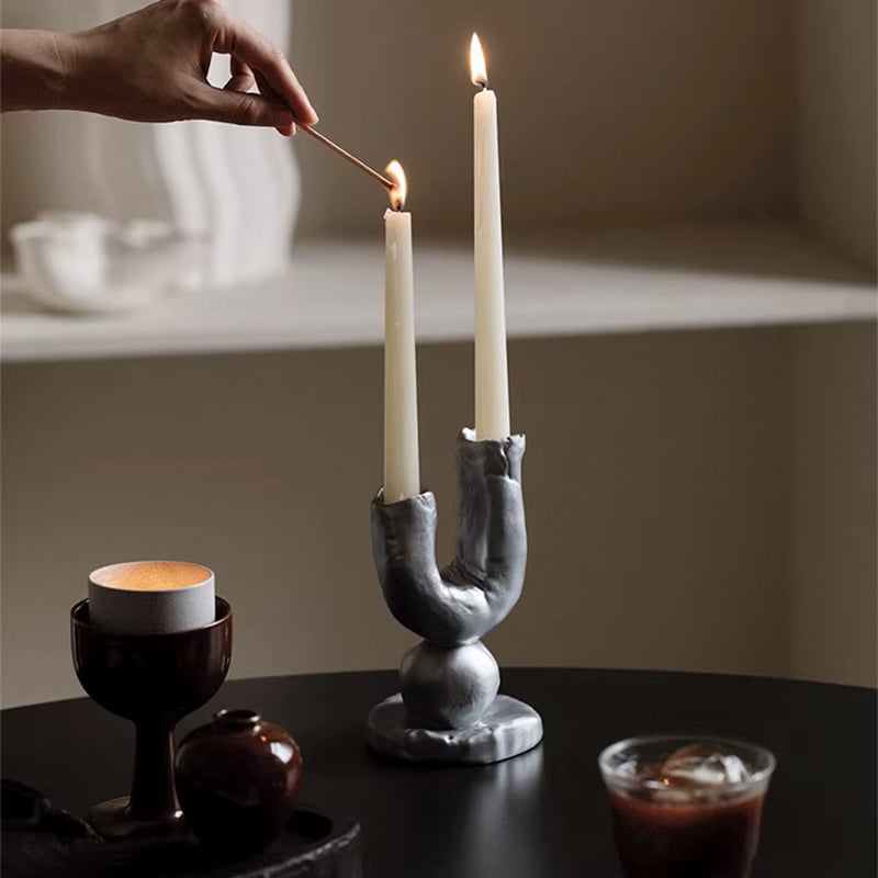 candle-03121 クレイ ツインキャンドルスタンド | ART OF BLACK