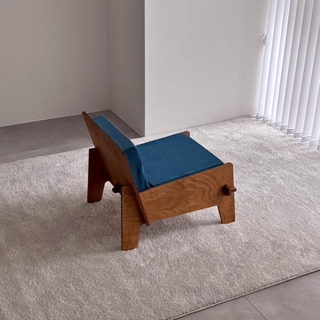 sofa-03006　天然木 プライウッド ブルー 1人掛けソファ