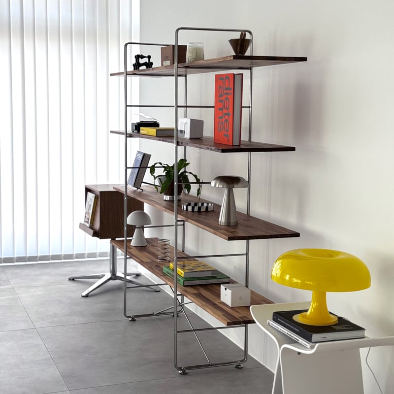 rack-03089 天然木 ダークブラウン ステンレスフレーム 4段