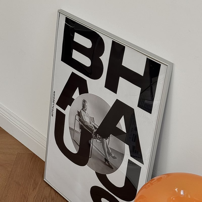 poster-03111 BAUHAUS レタリング シルバーフレーム アート