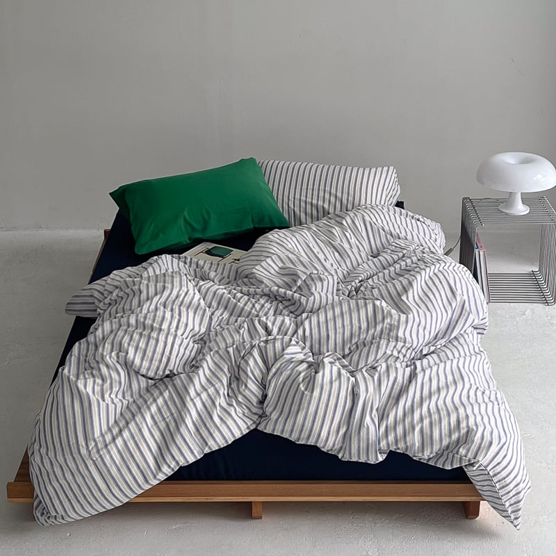 beddingsets-03035 white×blue クラスターストライプ 布団