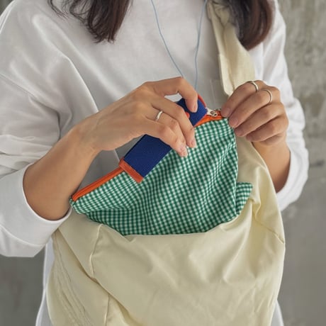 stationery-03038　Plaid Pattern ストラップ付き ペンケース マルチポーチ