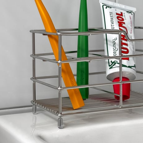 予約販売6月中旬～6月下旬頃発送予定　oralcare-03008　ステンレスフレーム 歯ブラシスタンド ホルダー W15cm