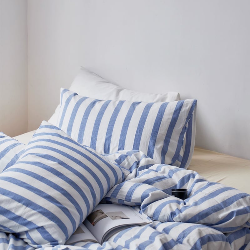 sheet-03002 white×blue ロンドンストライプ 掛け布団カバー シングル