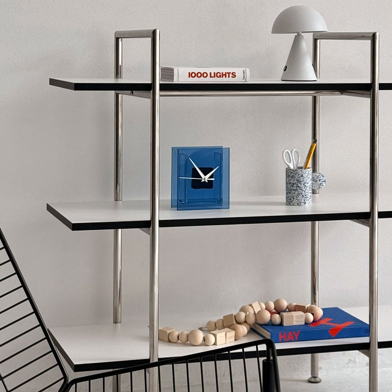 clock-03070 block カラーガラス テーブルクロック 置き時計 静音 | ART