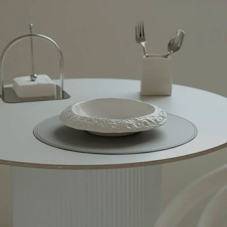 tablecloth-03070　ヴィーガンレザー ラウンド ランチョンマット 直径38cm 同色2枚セット