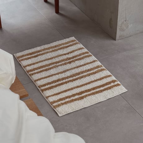 mat-03091　シックシンストライプ ラグ ナチュラルブラウン 40cm×60cm