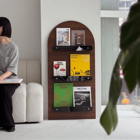 予約販売8月下旬～9月上旬頃発送予定　rack-03105　アーチデザイン 立て掛け マガジンシェルフ H120cm