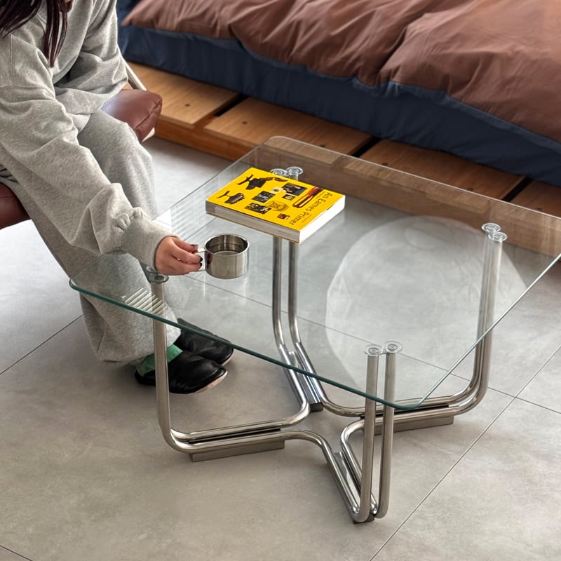 table-03211 2way スクエア ガラス天板 コーヒーテーブル 70