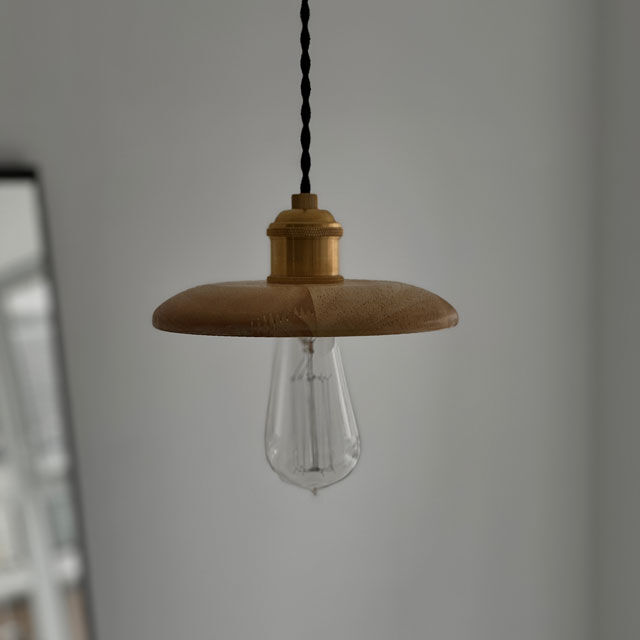 light-03215 ウッドシェード 真鍮ソケット ペンダントライト 18cm 口金